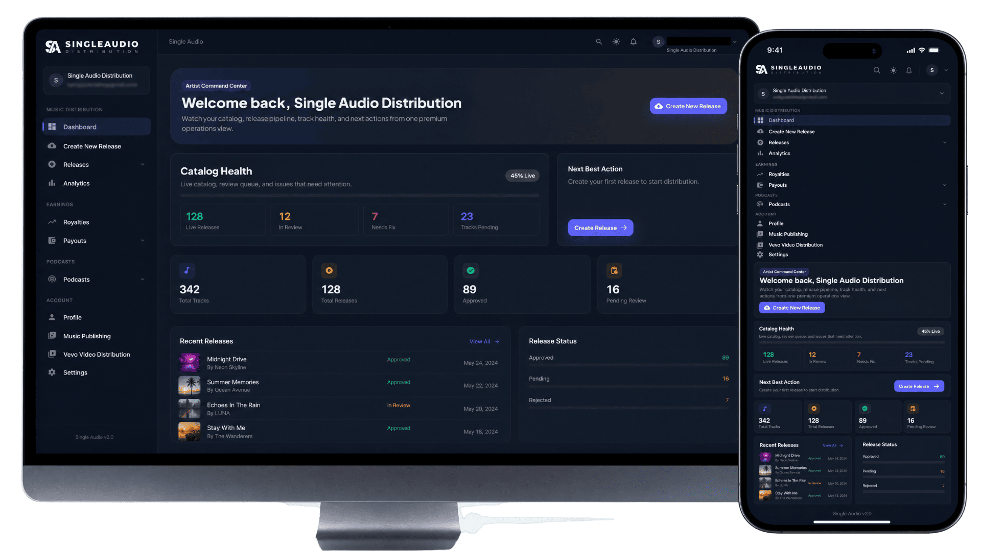 Single Audio Dashboard