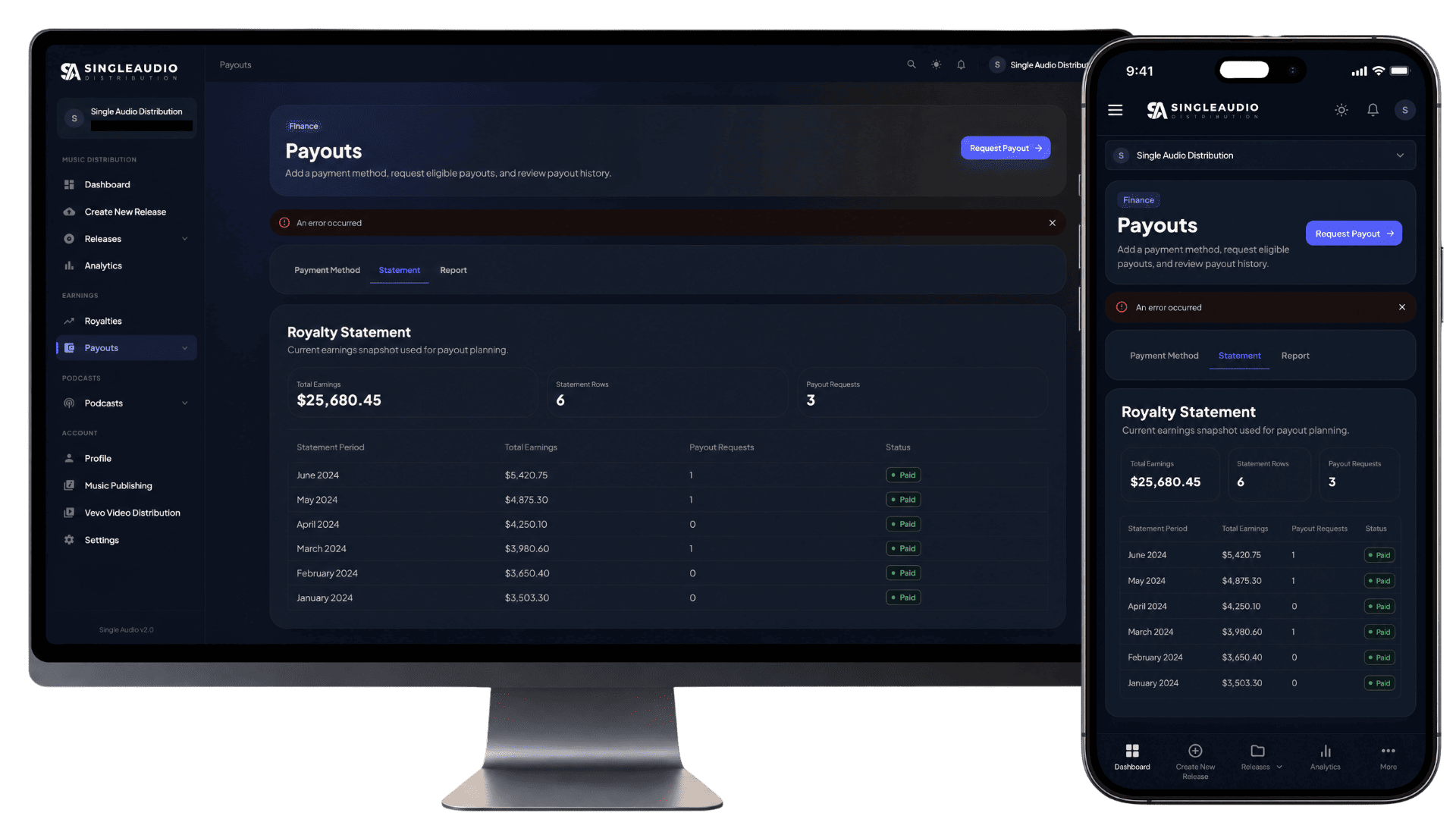 Single Audio Dashboard Overview